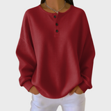 Das Hélène | Oranger Pullover aus weichem Waffelstrick