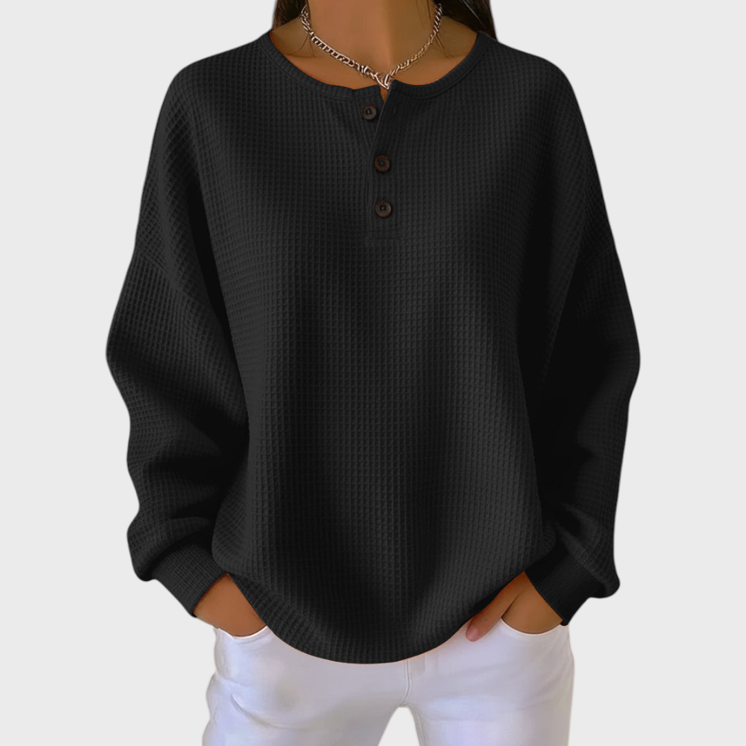 Le Hélène | Pull orange en maille gaufrée douce