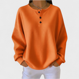 Das Hélène | Oranger Pullover aus weichem Waffelstrick