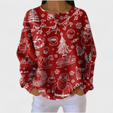 Das Karla | Roter Pullover mit nordischem Weihnachtsmuster