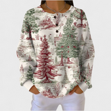 Das Louna | Cremefarbener Pullover mit Winterwald-Motiv