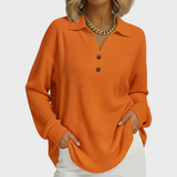 Das Laura | Oranger Pullover mit Polo-Kragen