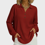 Das Laura | Oranger Pullover mit Polo-Kragen