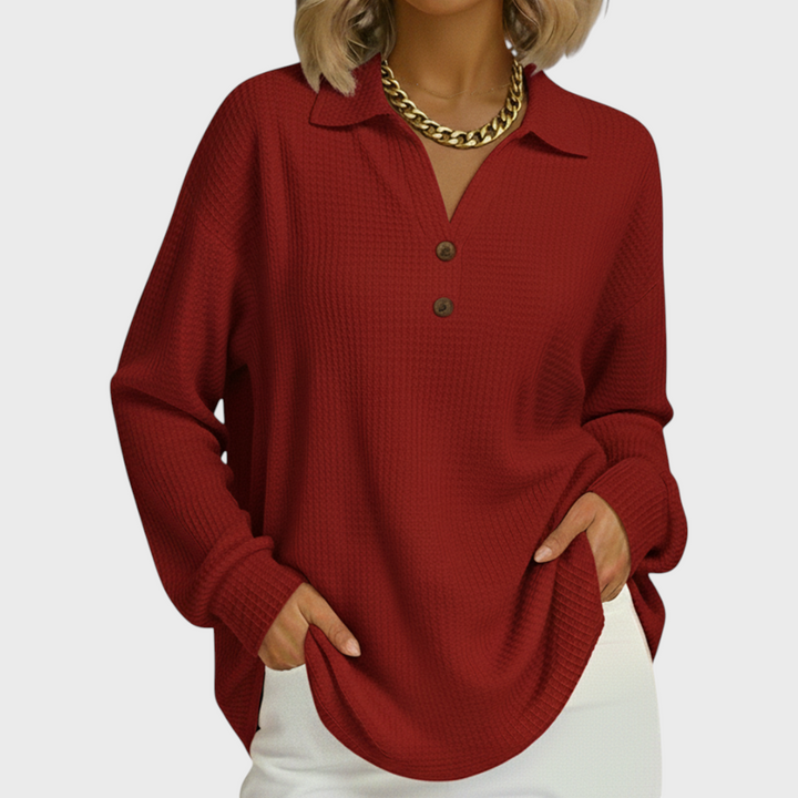Das Laura | Maglione arancione con colletto polo