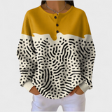 Das Liv | Gelb-weisser Pullover mit Animal-Print