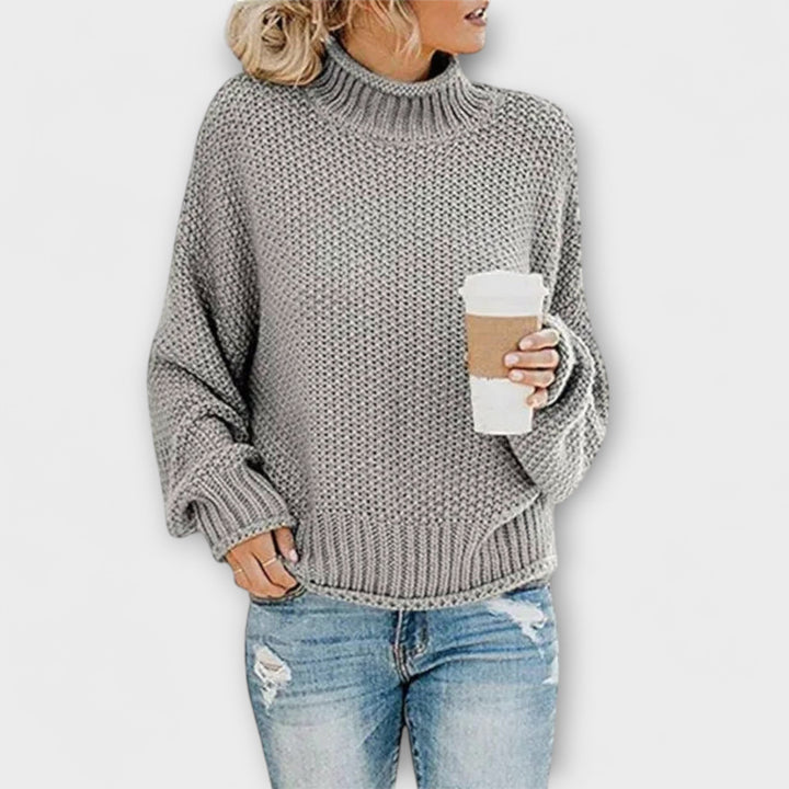 Fleur Rousse - Pull épais à col roulé couleur crème