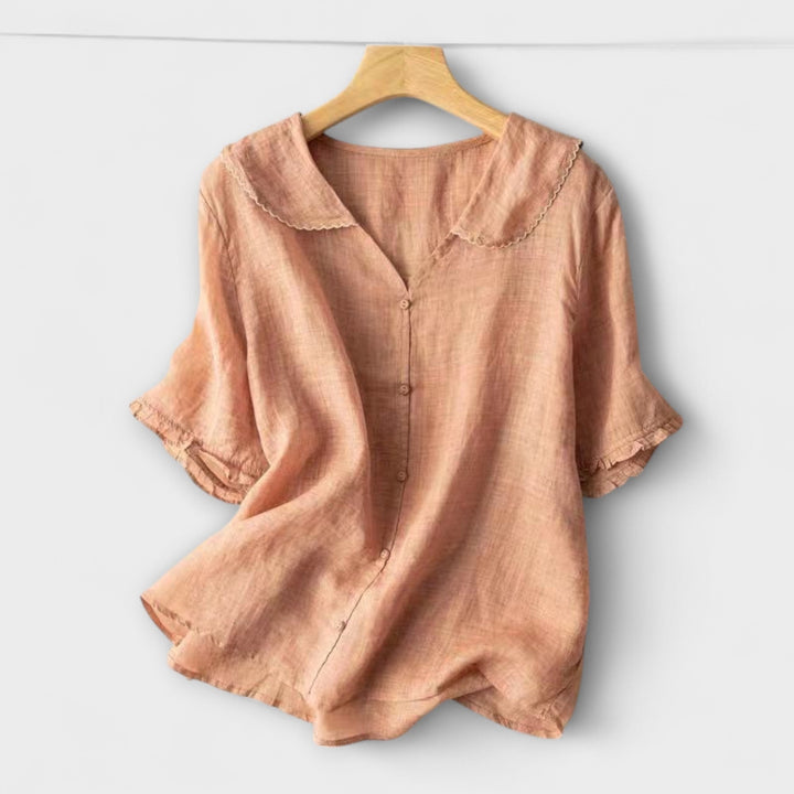 Brenda - Camicia in lino verde con colletto