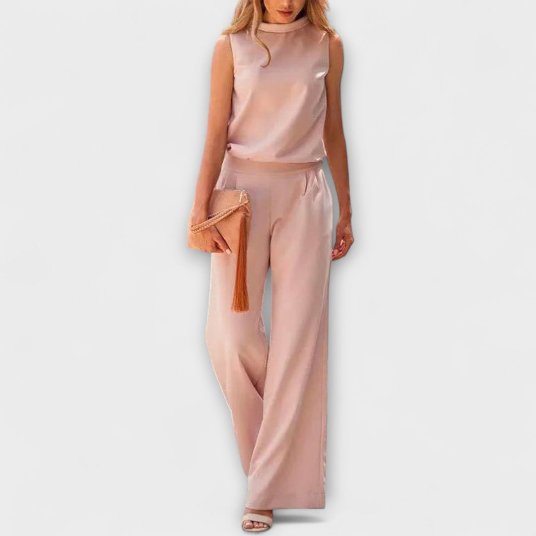 Ariana - Ensemble bleu marine avec pantalon fluide