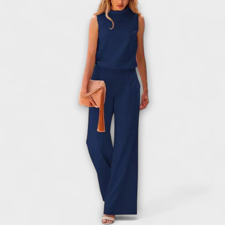 Ariana - Ensemble bleu marine avec pantalon fluide