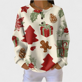 Das Olivia | Cremefarbener Pullover mit Weihnachtsmotiven