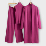 Isabella - Khakifarbenes dreiteiliges Strick-Set