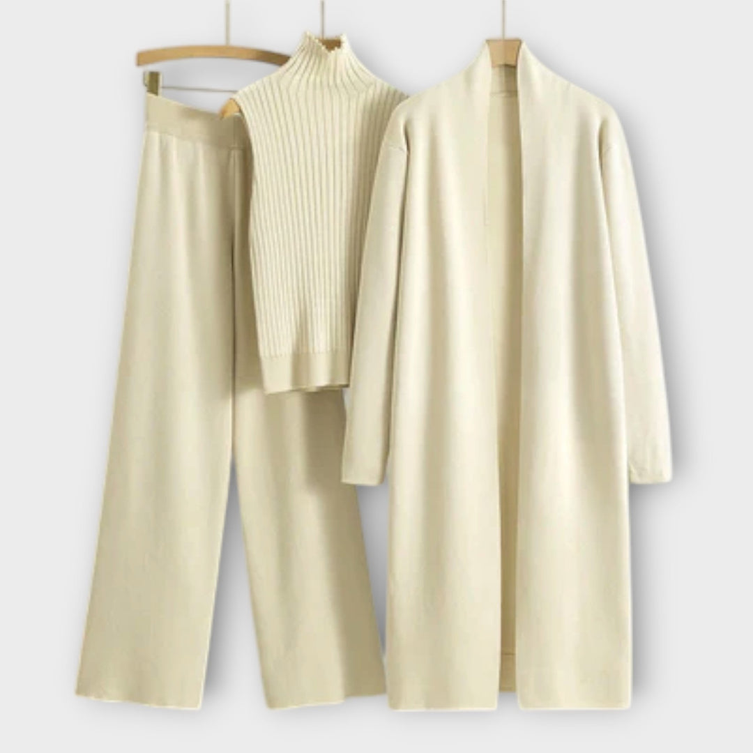 Isabella - Set in maglia color kaki composto da tre pezzi