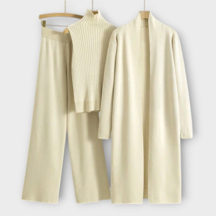 Isabella - Set in maglia color kaki composto da tre pezzi