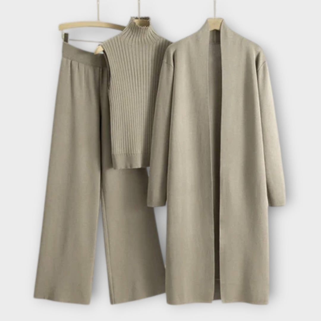Isabella - Set in maglia color kaki composto da tre pezzi