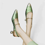 Bertlinde - Grüne Perlen-Pumps