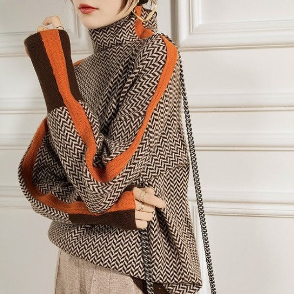 Eleanor | Collo alto Herringbone Luxe