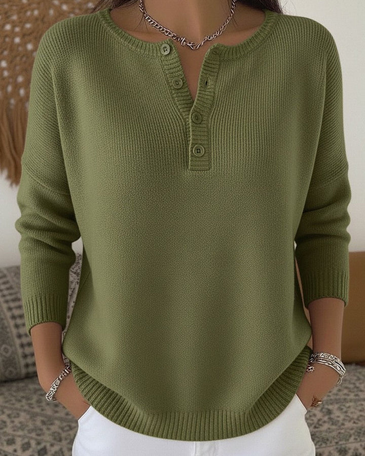 Helena | Maglione a maglia con bottoni Henley