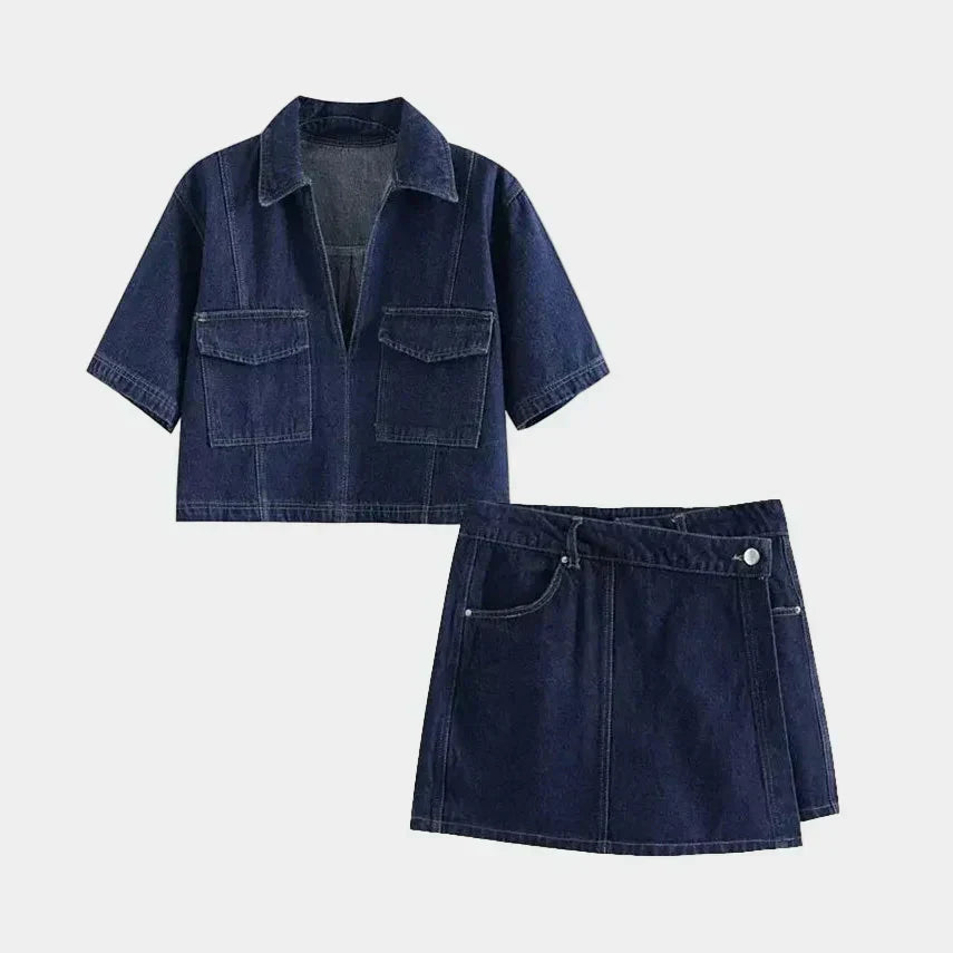 Jeans-Set mit V-Ausschnitt