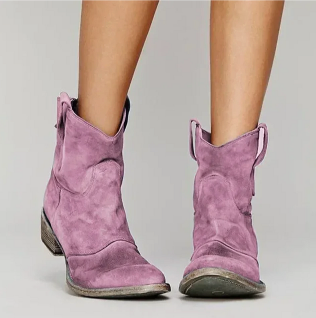 Hazel | Western-Stil Wildleder Stiefeletten