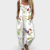 Floriane - Weisse Latzhose mit Wildblumen