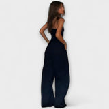 Sandrine - Eleganter dunkelblauer Bandeau-Jumpsuit