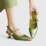Bertlinde - Grüne Perlen-Pumps
