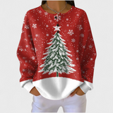 Das Sofia | Roter Pullover mit Weihnachtsbaum-Motiv