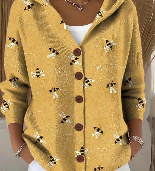 Paloma | Bedruckte Strickjacke mit Kapuze