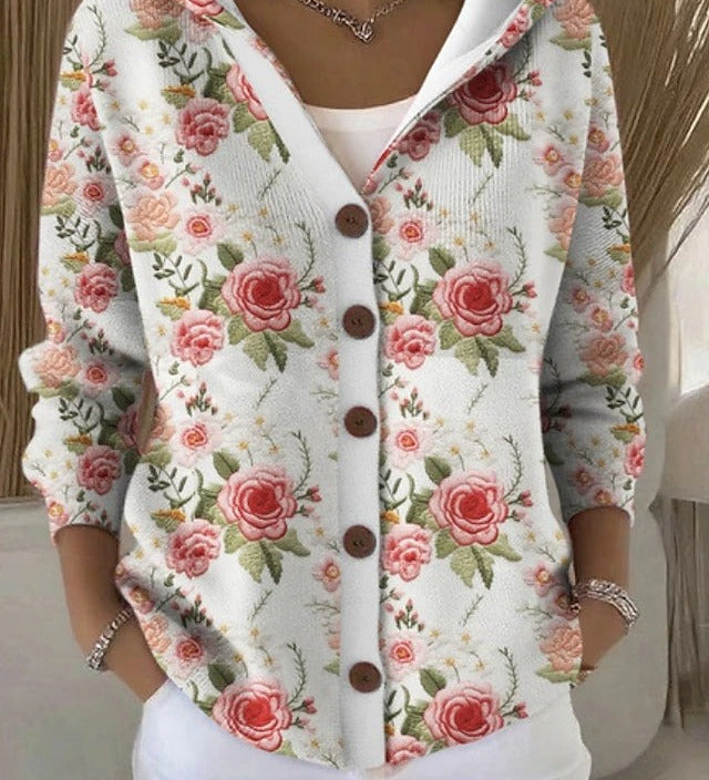 Paloma | Bedruckte Strickjacke mit Kapuze