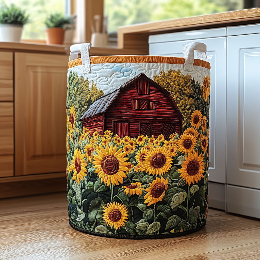 Cesto della biancheria girasoli fienile