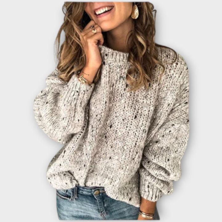 Eileen - Maglione rétro accogliente beige a pois