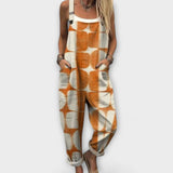 Mira - Orange Vintage-Latzhose mit Karomuster