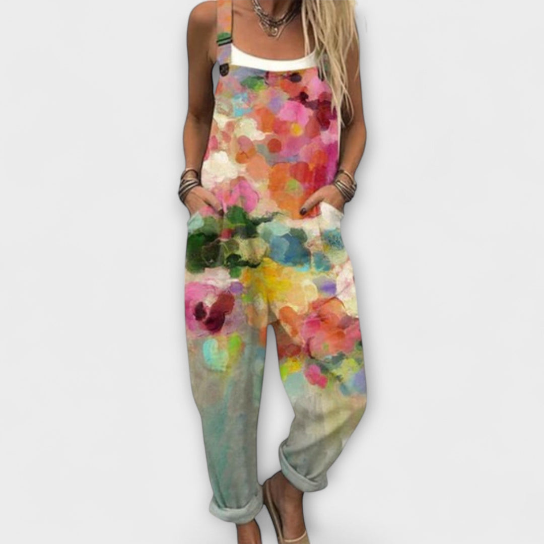Lyra - Latzhose mit Aquarell-Blumen
