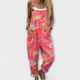 Solaya - Pinke Latzhose mit Tropenmuster