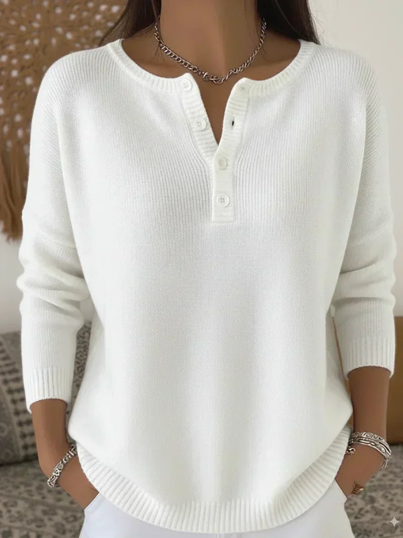 Helena | Maglione a maglia con bottoni Henley