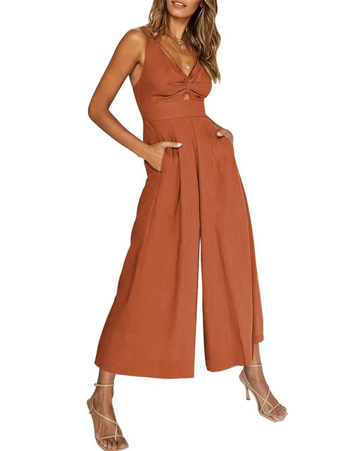 Ella™ - Eleganter Ärmelloser Jumpsuit mit weitem Bein