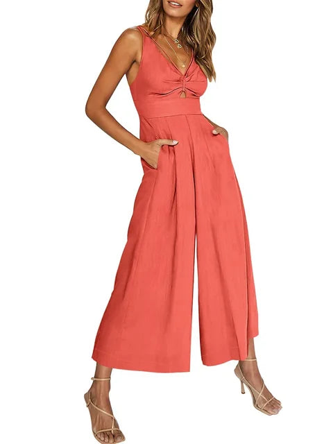 Ella™ - Eleganter Ärmelloser Jumpsuit mit weitem Bein