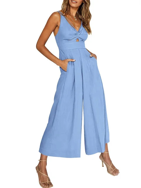 Ella™ - Eleganter Ärmelloser Jumpsuit mit weitem Bein