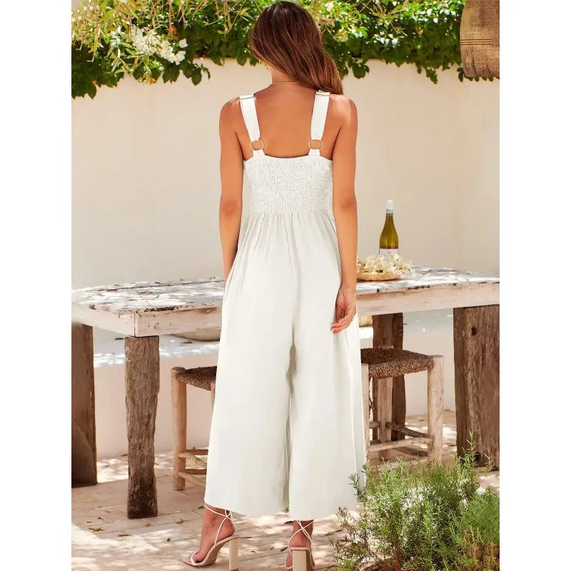 Ella™ - Eleganter Ärmelloser Jumpsuit mit weitem Bein