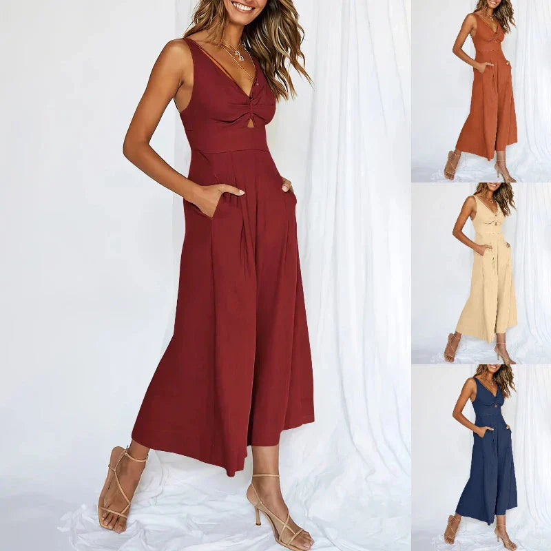 Ella™ - Eleganter Ärmelloser Jumpsuit mit weitem Bein