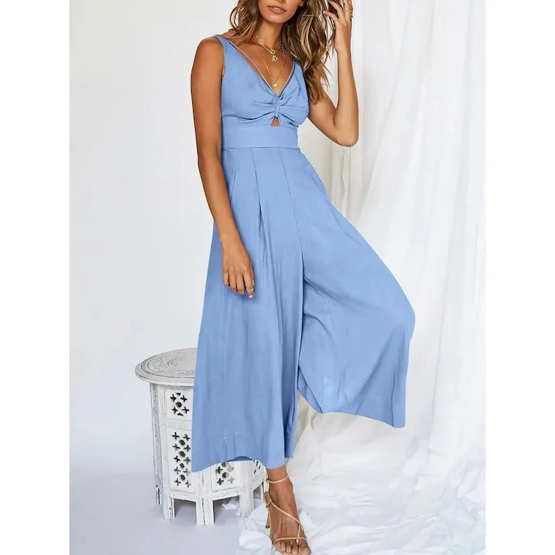 Ella™ - Eleganter Ärmelloser Jumpsuit mit weitem Bein