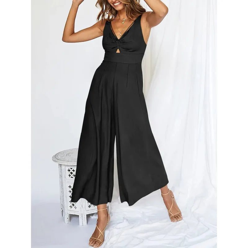 Ella™ - Eleganter Ärmelloser Jumpsuit mit weitem Bein