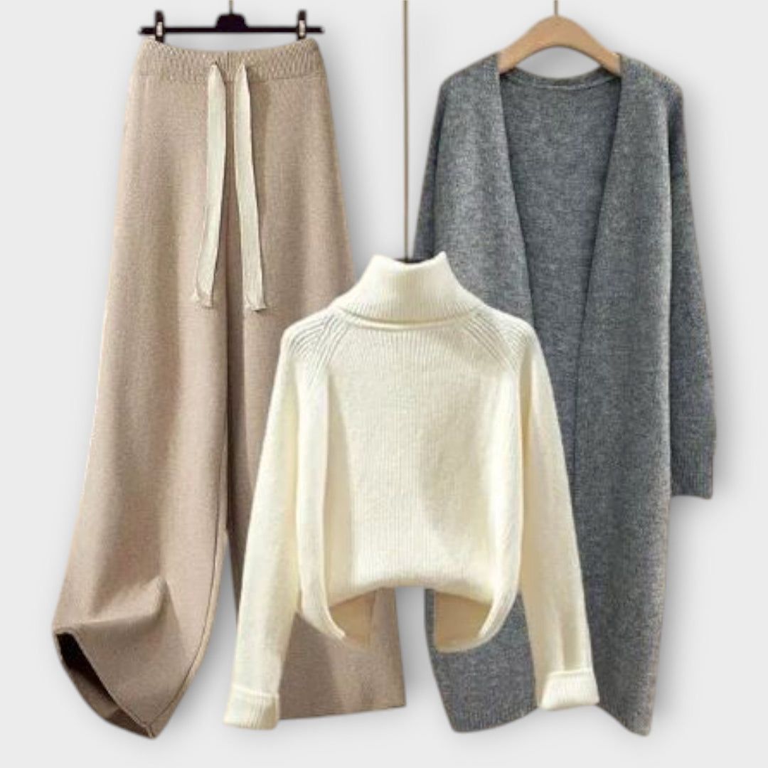 Flair - Beiges dreiteiliges Strick-Set