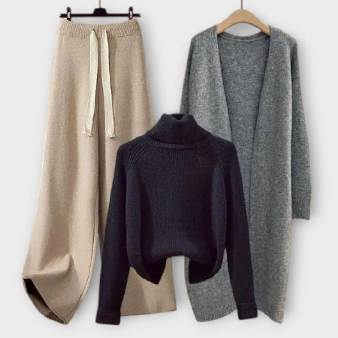 Flair - Beiges dreiteiliges Strick-Set