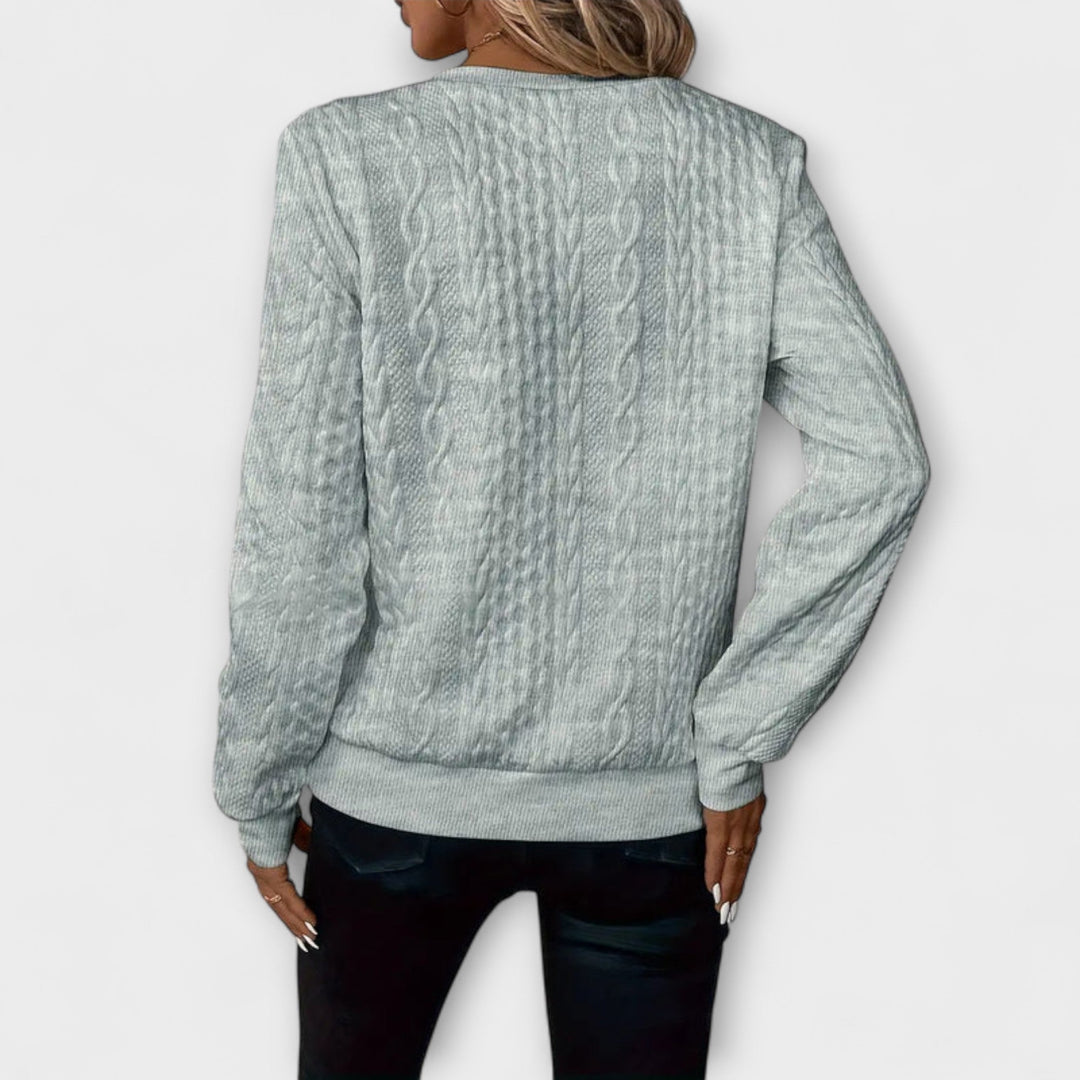 Joy - Pull en tricot blanc élégant à motif torsadé
