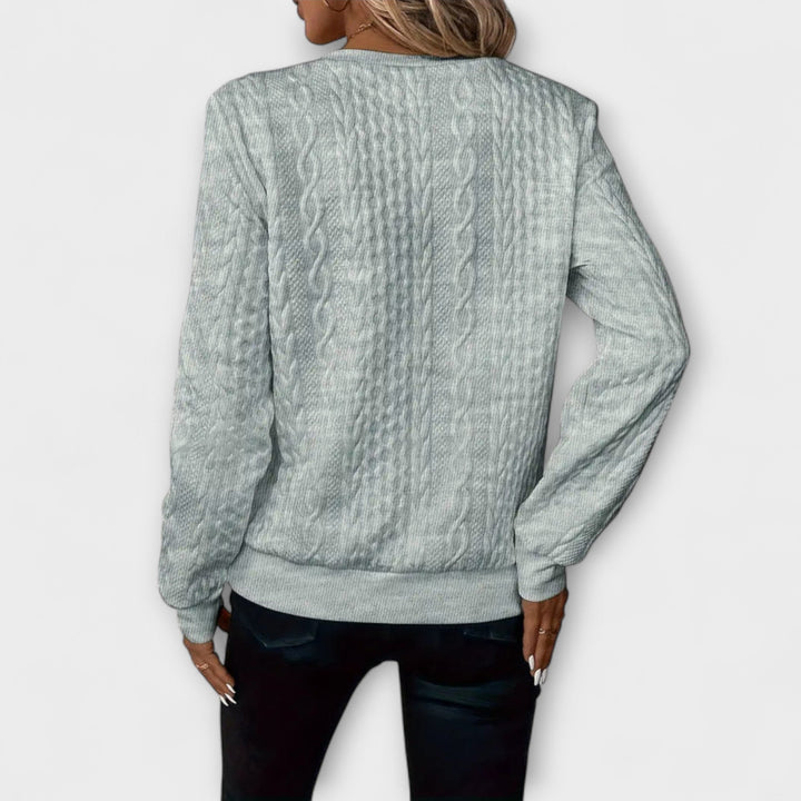 Joy - Pull en tricot blanc élégant à motif torsadé