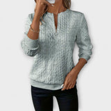 Joy - Weisser eleganter Strickpullover mit Zopfmuster
