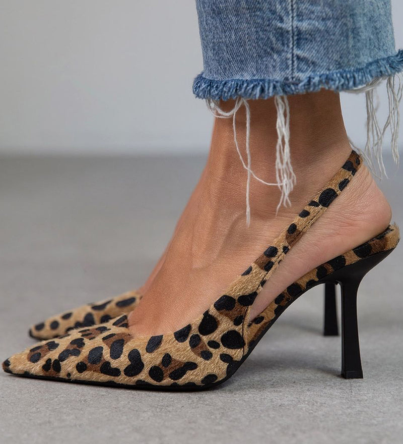 Liorina - Khaki-Pumps mit Leopardenmuster und spitzer Zehenpartie