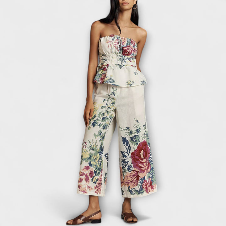 Indigo - Ensemble crème à motif floral