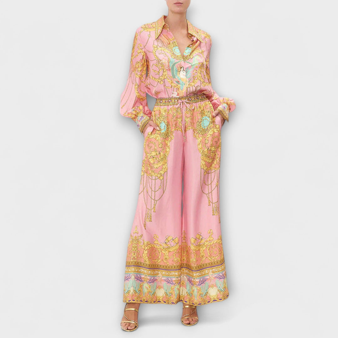 Sage - Ensemble violet et jaune à motif
